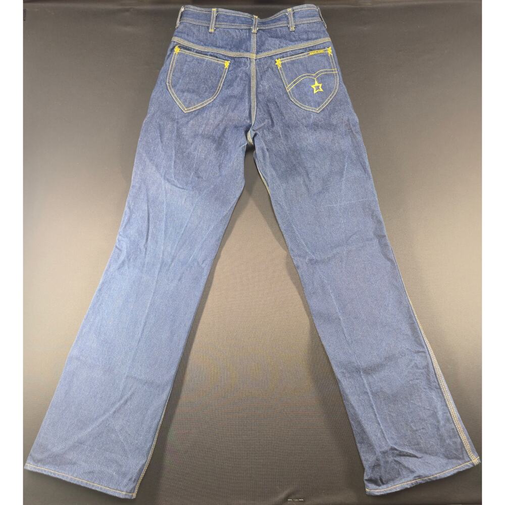 Vintage Hash Jeans Dark Wash Flare Leg Denim Star Pocket High Rise Trousers 27 - Picture 5 of 16